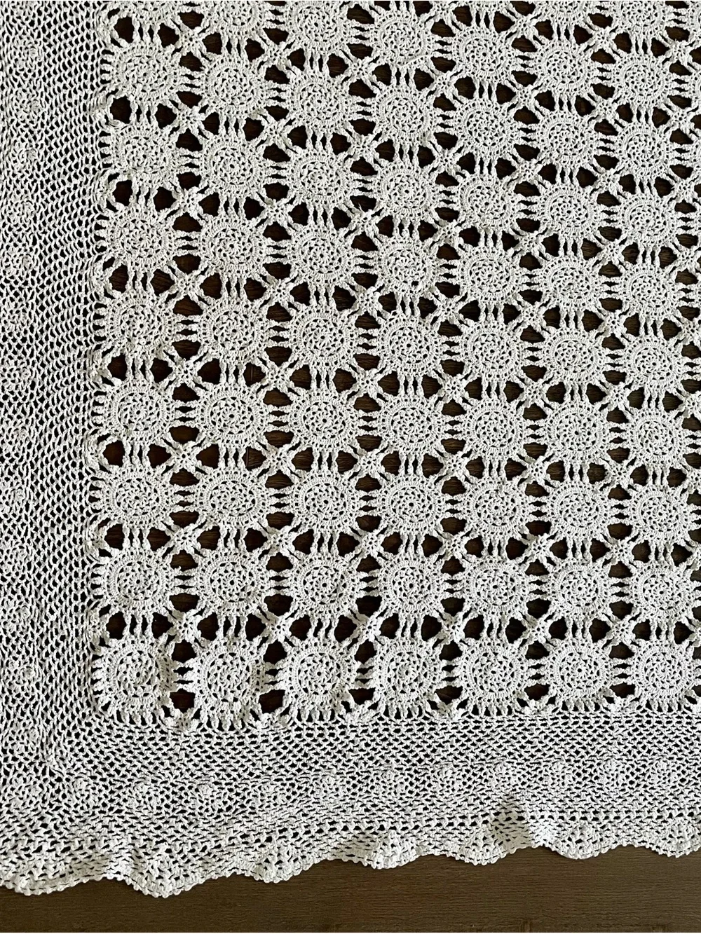 Handmade White Crochet Throw Blanket 50/86 Inches